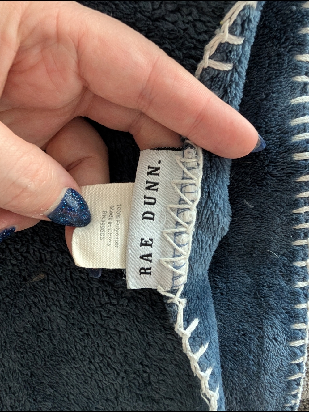 Rae Dunn Blue 'RELAX' Plush Throw Blanket - Picture 3 of 4